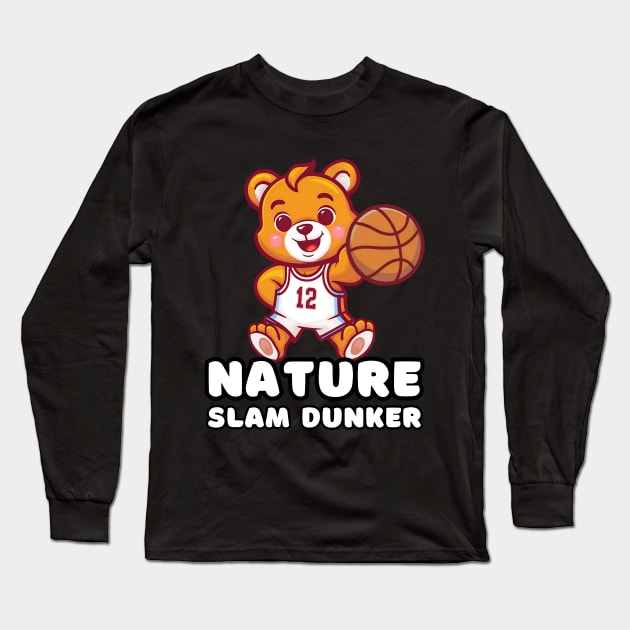 Bear PLaying Basketball Long Sleeve T-Shirt by Estrella Design